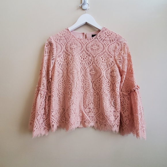 Worthington Blush Pink Lace Blouse Small Size - Picture 3 of 12